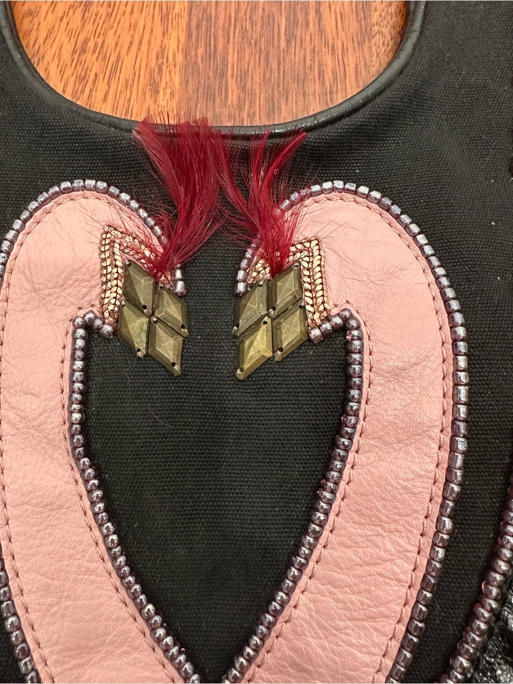 IPA NIMA vintage leather Swan beaded studs applique hobo shoulder bag. Boho Y2K - Picture 5 of 12